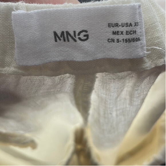 Mng 100% linen pants cream Color vacation light weight sz xs - Picture 3 of 9
